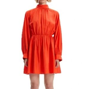 Samsoe Samsoe 'Ebbali' mini Vibrant Orange Long Sleeve Women's Size Large Dress